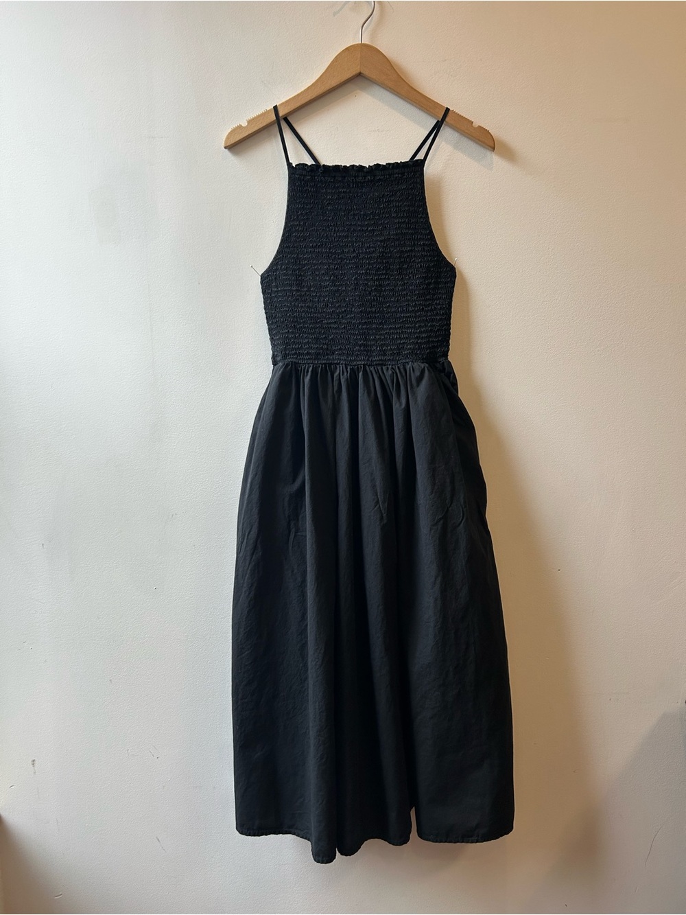 J Crew Indiana Smocked Cotton High Neck Midi Dress